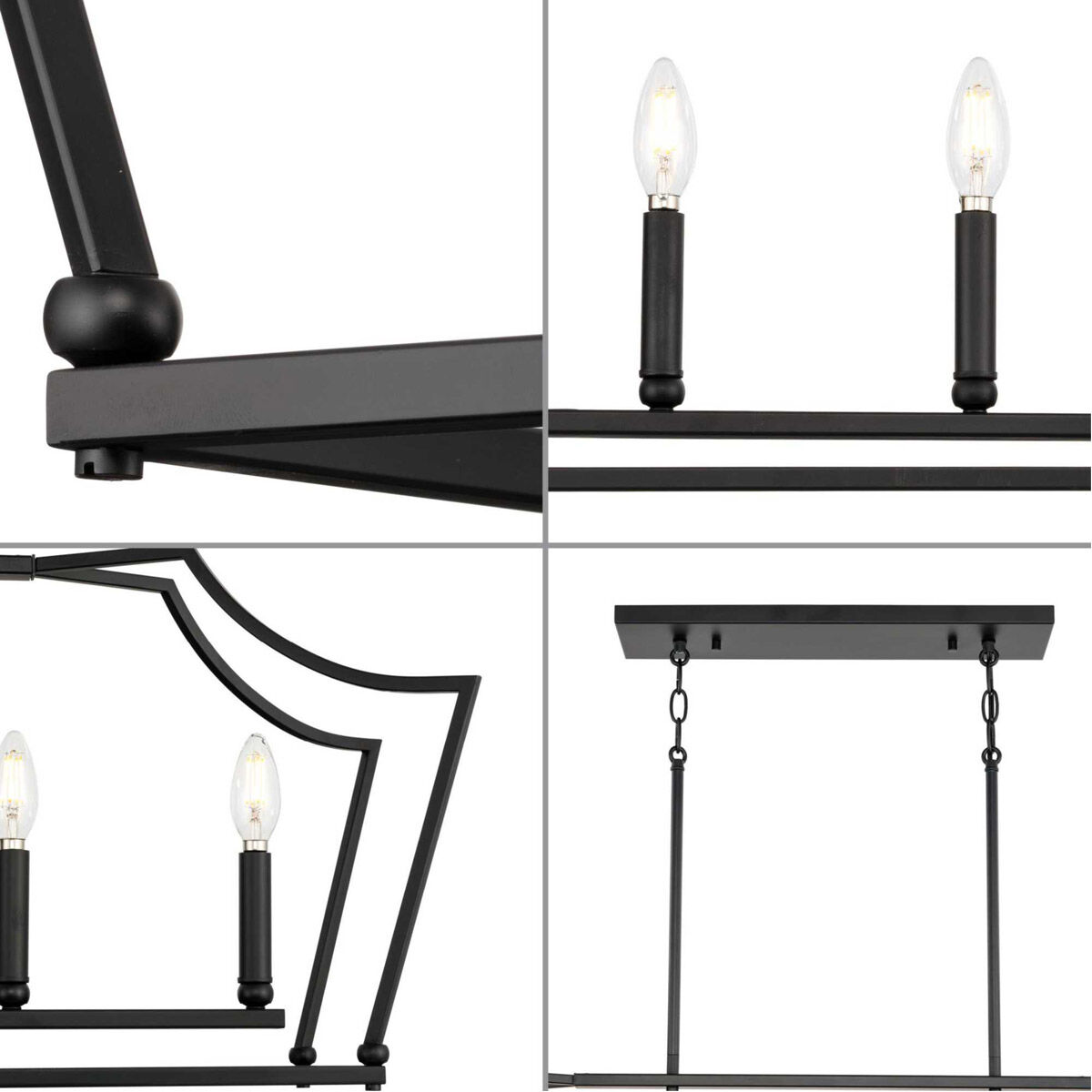 Parkhurst 6 Light 42 inch Matte Black Linear Chandelier Ceiling Light