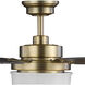 Tempt 52 inch Vintage Brass with Chestnut/Dark Cherry Blades Ceiling Fan, Progress LED