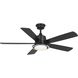 Tarsus 52 inch Matte Black with Matte Black/Rustic Charcoal Blades Ceiling Fan, Progress LED