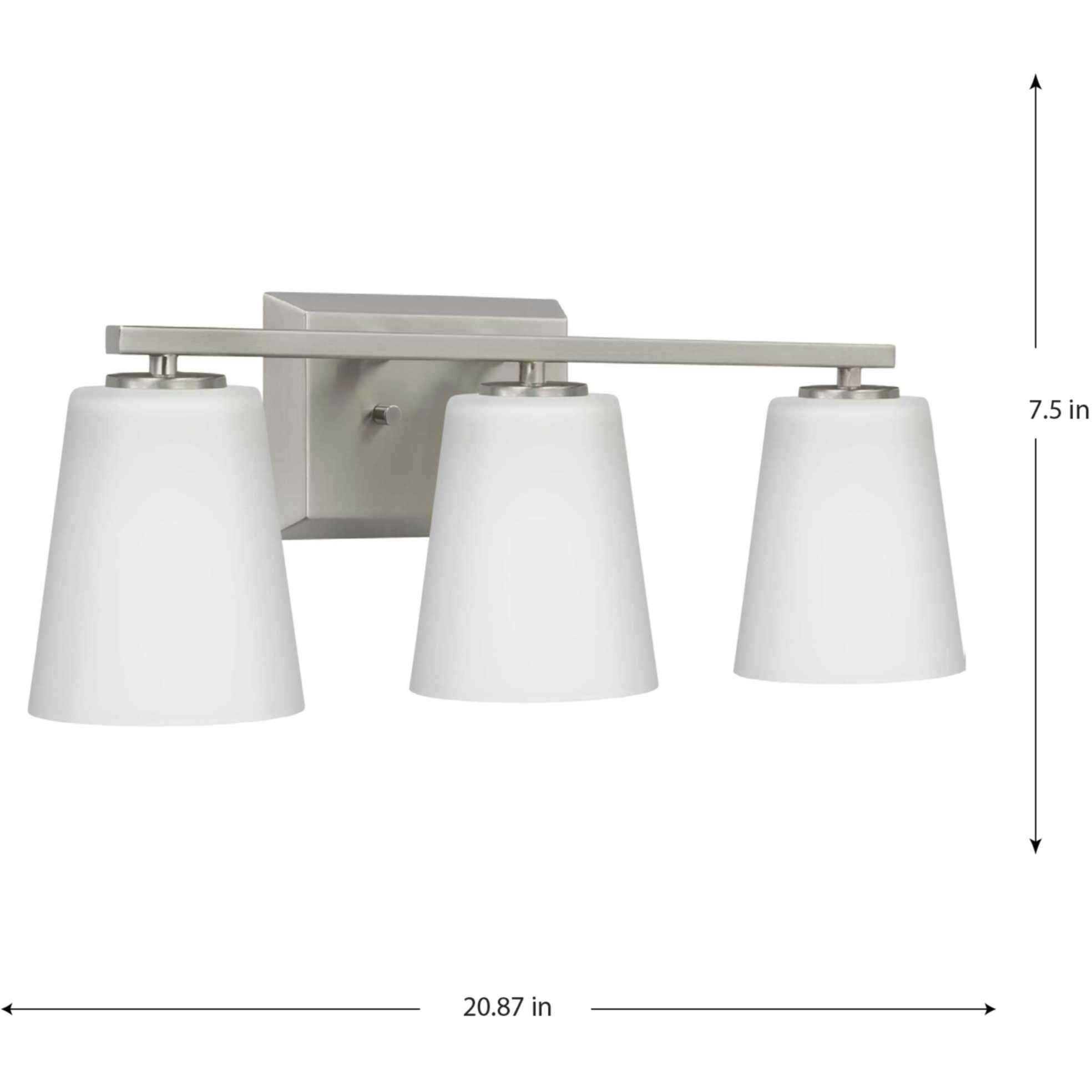 Vertex 3 Light 20.87 inch Brushed Nickel Bath Light Wall Light