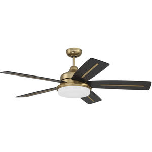 Drew 54 inch Satin Brass with Flat Black Blades Ceiling Fan