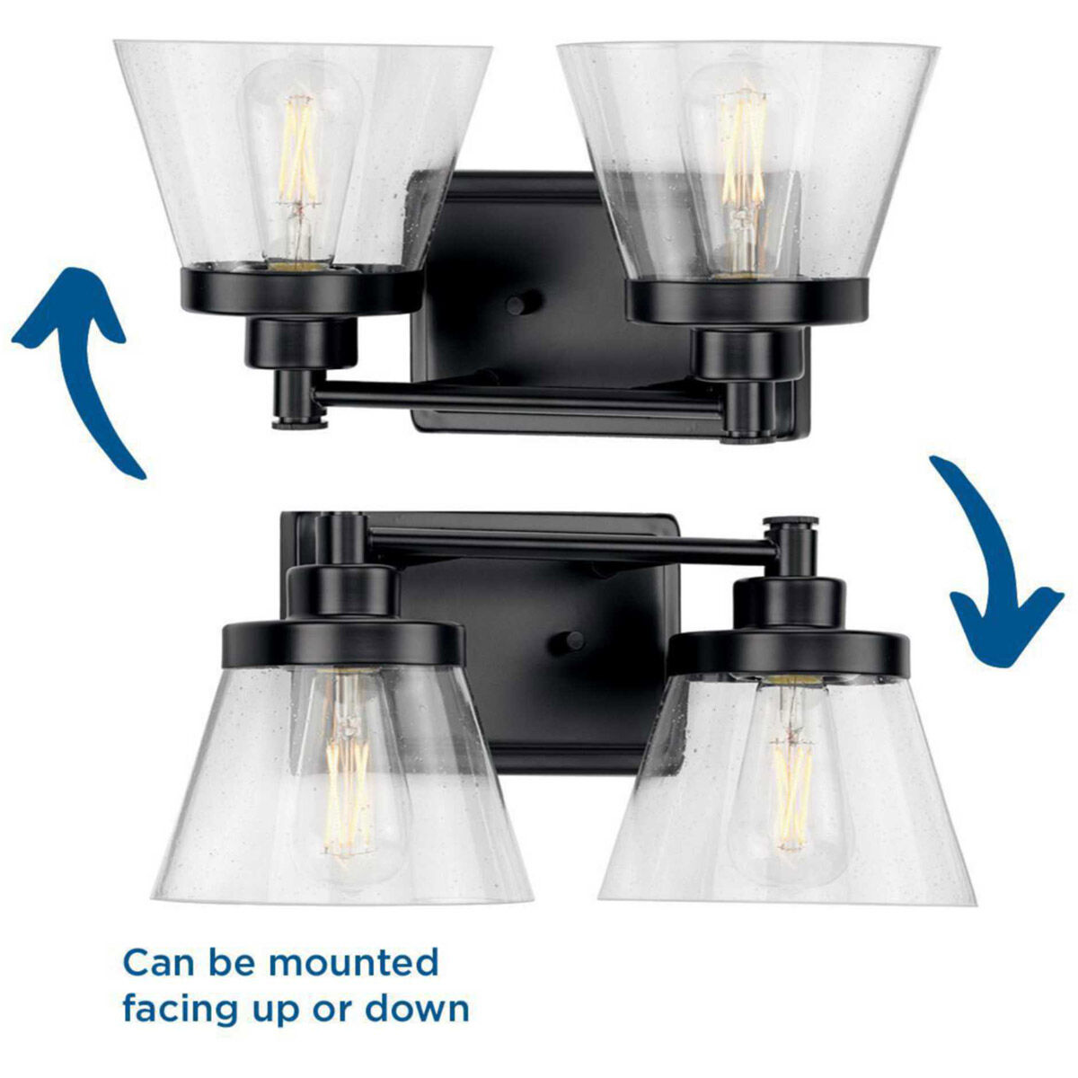 Hinton 2 Light 16 inch Matte Black Bath Vanity Wall Light