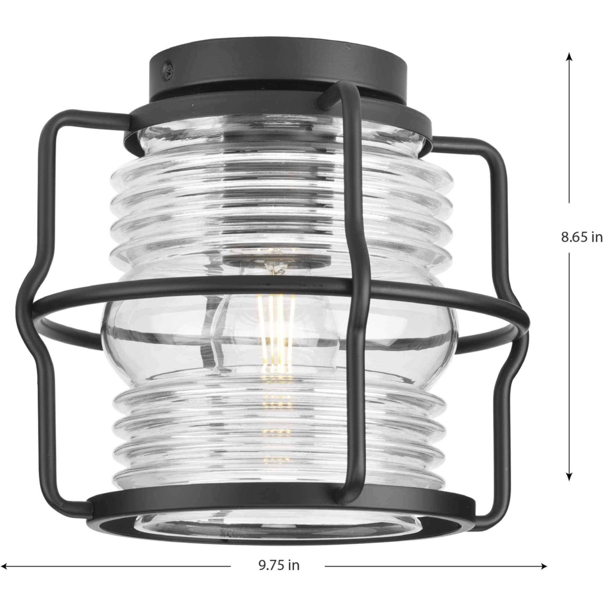 Keegan 1 Light 9.75 inch Matte Black Outdoor Flush Mount