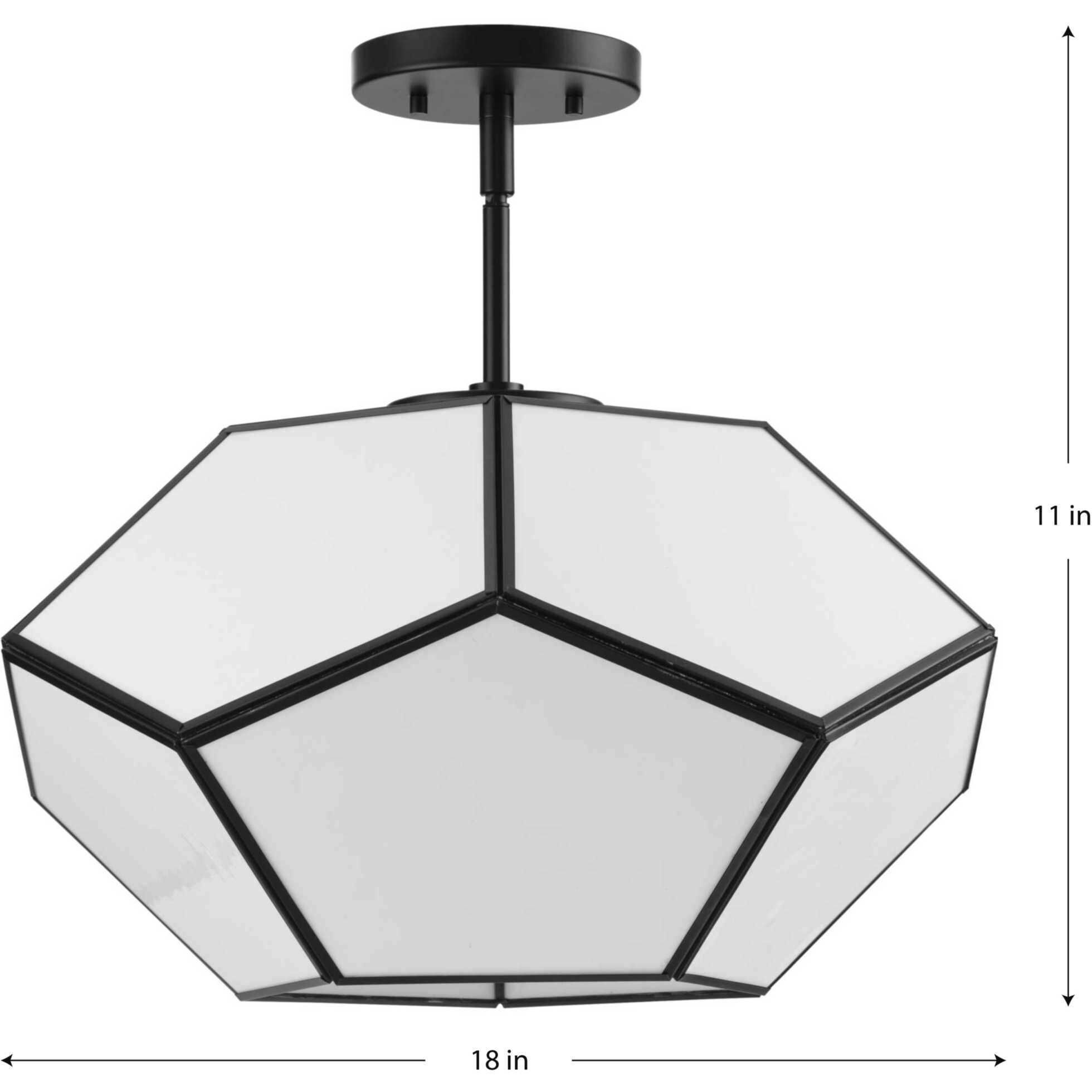 Latham 3 Light 18 inch Matte Black Semi-Flush Mount Ceiling Light