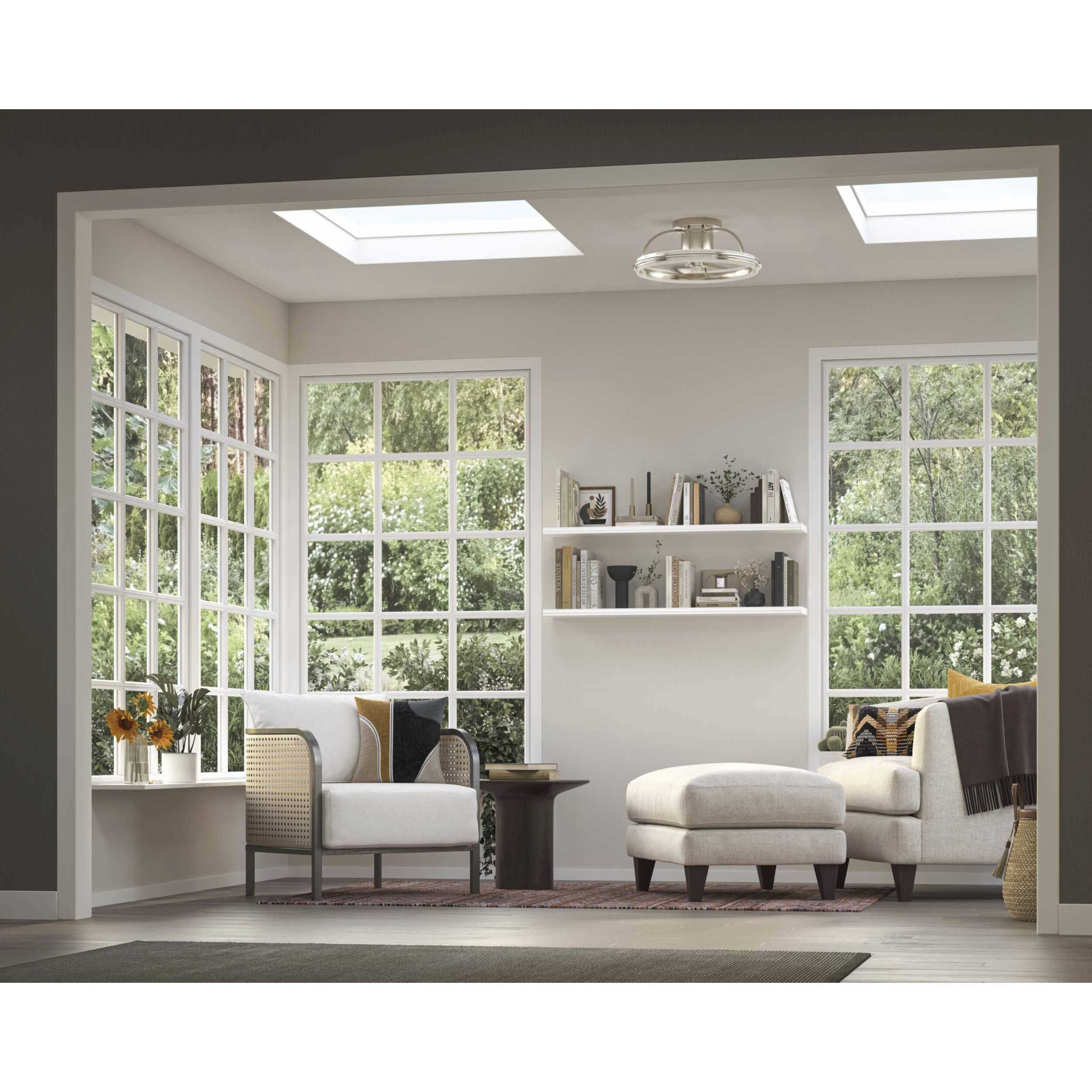 Burnett 20.94 inch Brushed Nickel with Silver Blades Outdoor Ceiling Fan