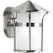 Welcome 1 Light 11 inch Stainless Steel Outdoor Wall Lantern in Etched Opal