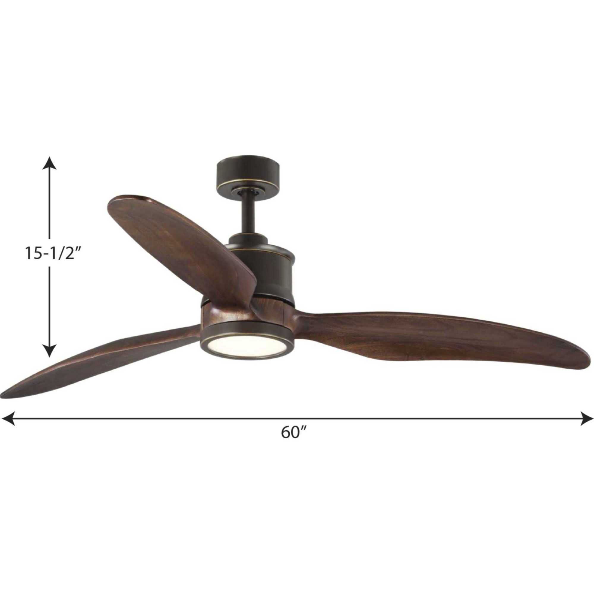 Farris 60 inch Oil Rubbed Bronze with Walnut Blades Ceiling Fan, Progress LED