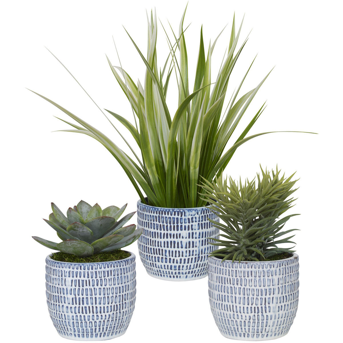 Puebla Blue and White Ceramic Greenery Planters, Set of 3