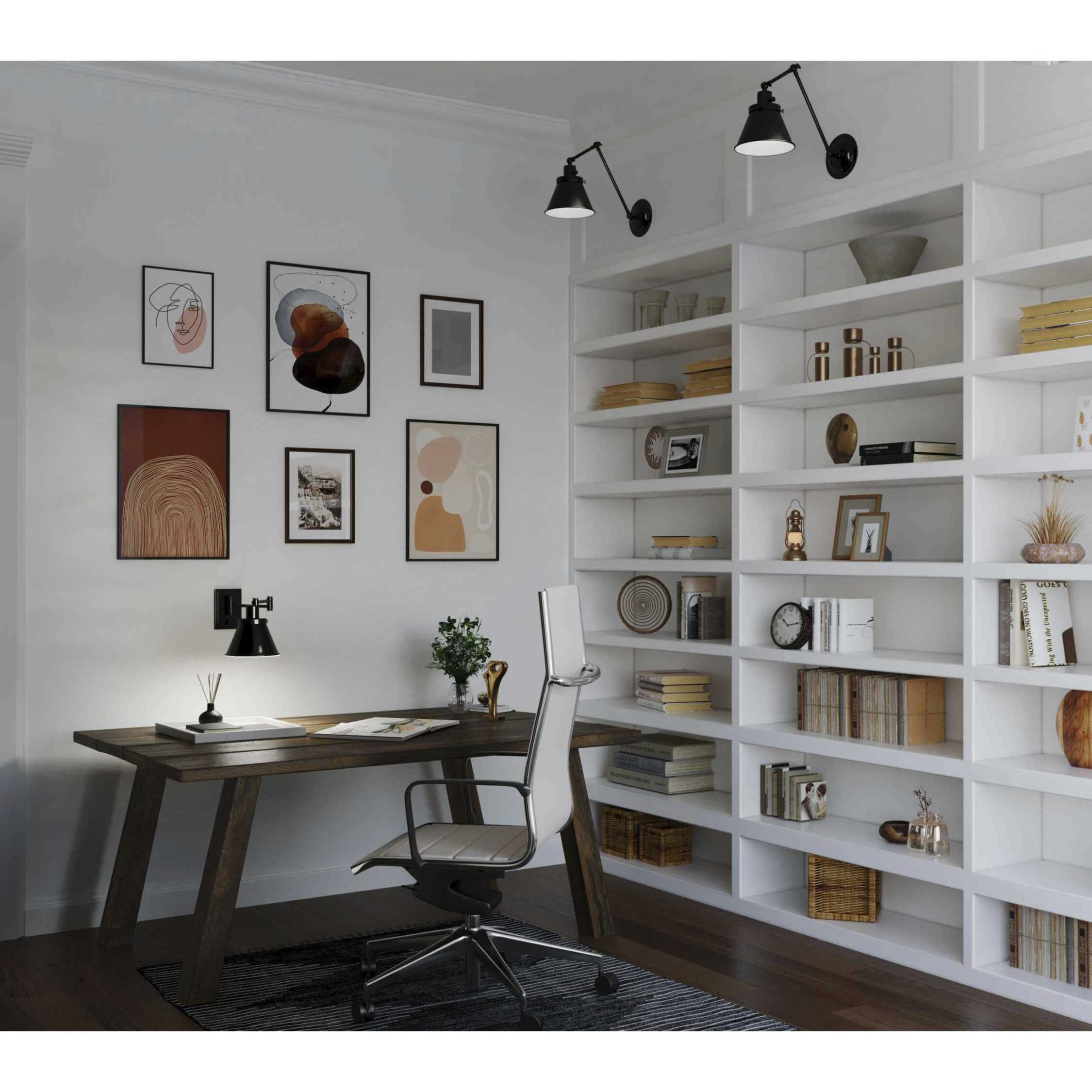 Hinton 12 inch 60.00 watt Matte Black Swing Arm Wall Light