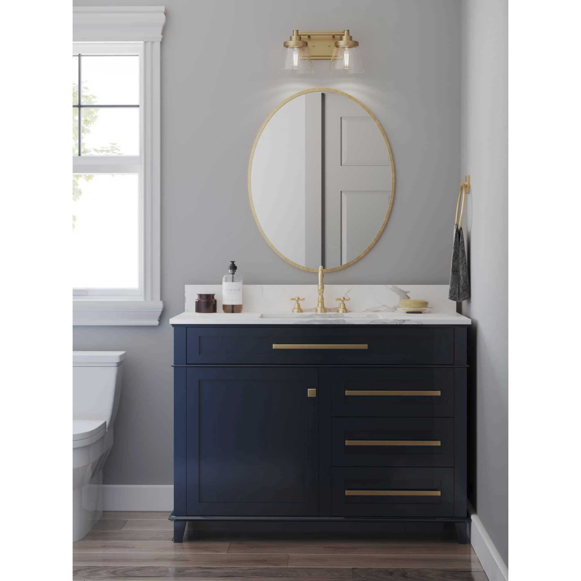 Hinton 2 Light 16 inch Vintage Brass Bath Vanity Wall Light