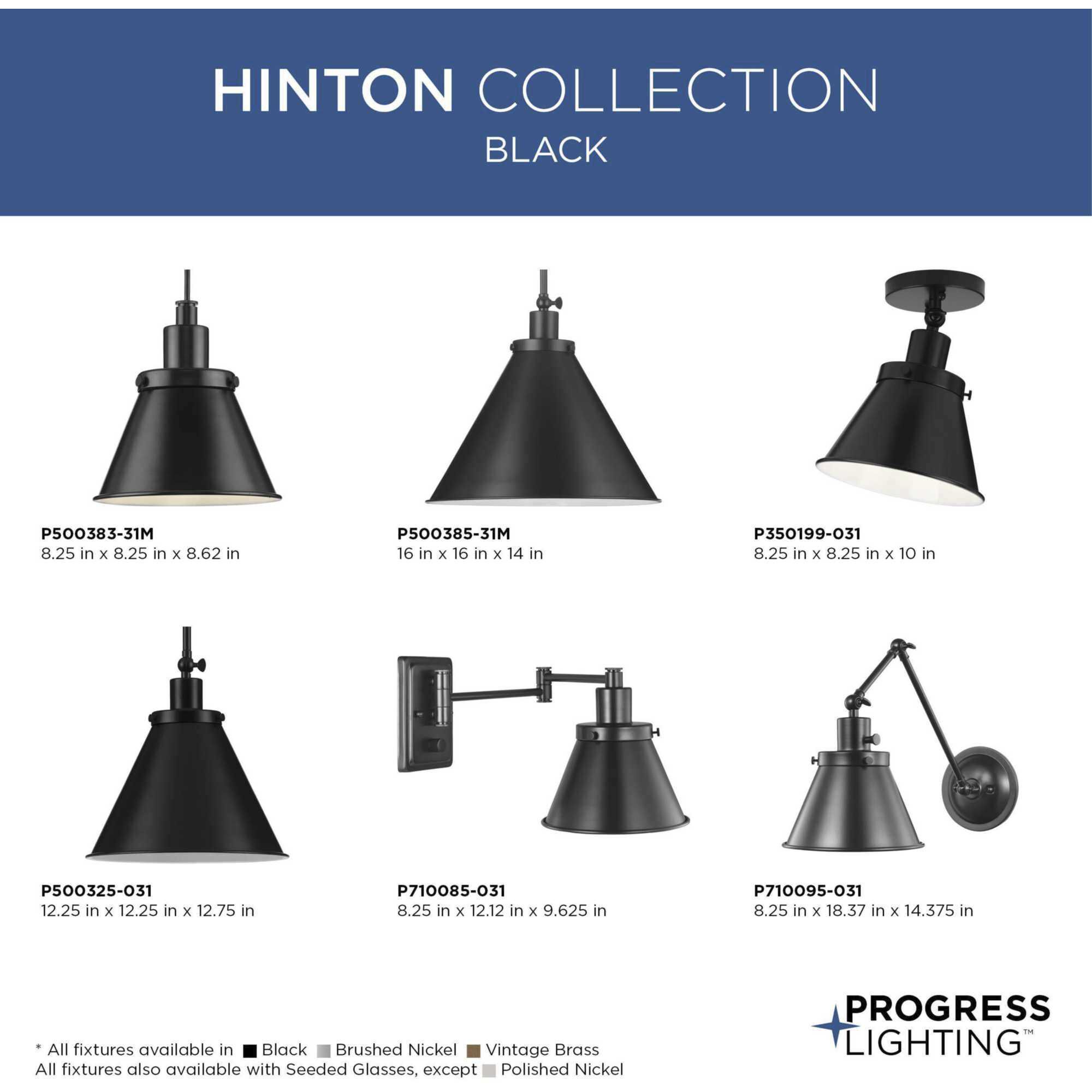 Progress Lighting Hinton Collection Black Swing Arm Wall Light