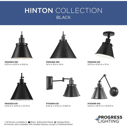 Hinton 1 Light 8 inch Matte Black Flush Mount Ceiling Light