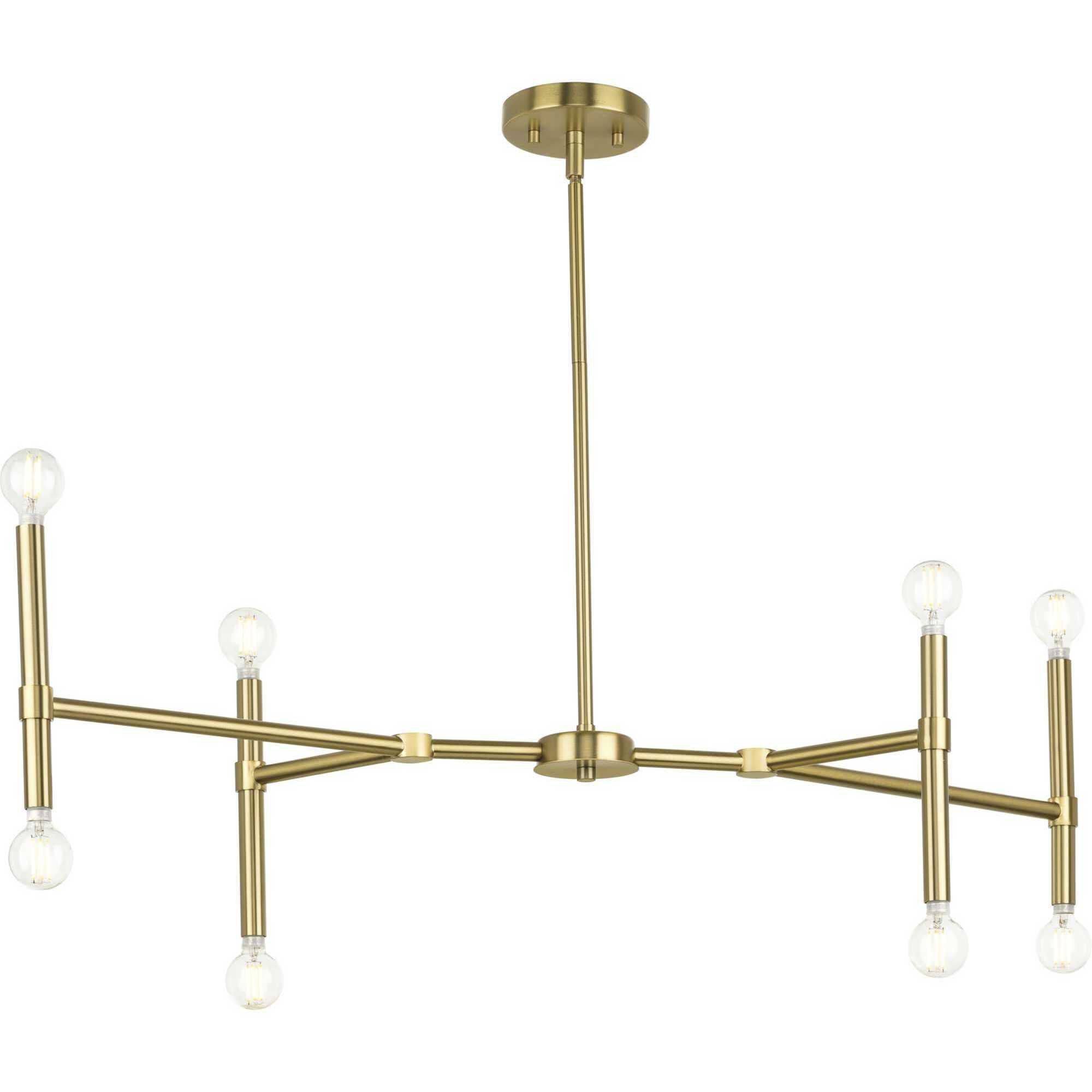Arya 8 Light 40 inch Brushed Gold Linear Chandelier Ceiling Light, Design Series