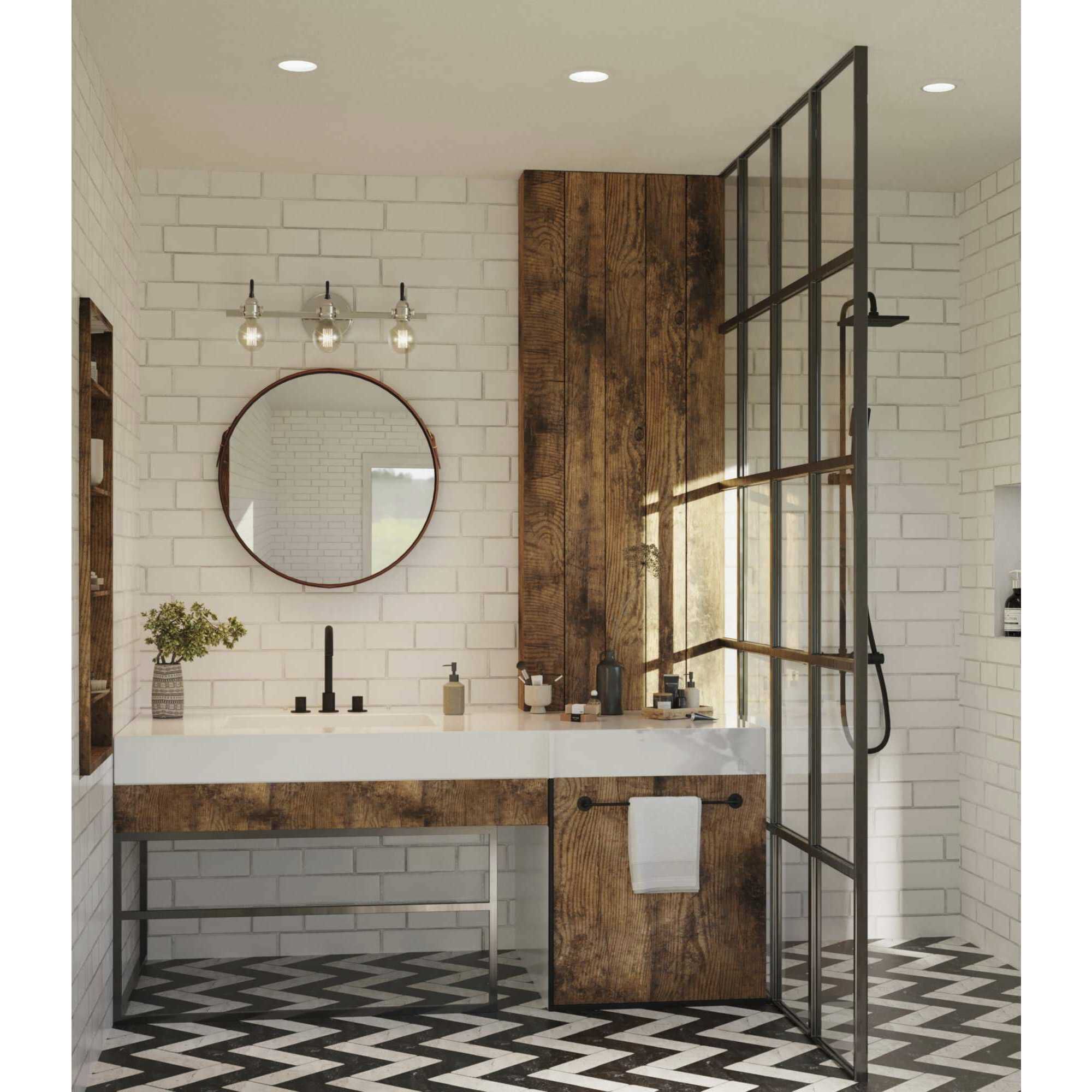 Axle 3 Light 24 inch Brushed Nickel Bath Vanity Wall Light