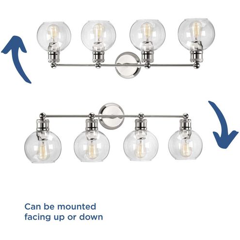 Hansford 4 Light 34 inch Polished Nickel Bath Vanity Wall Light