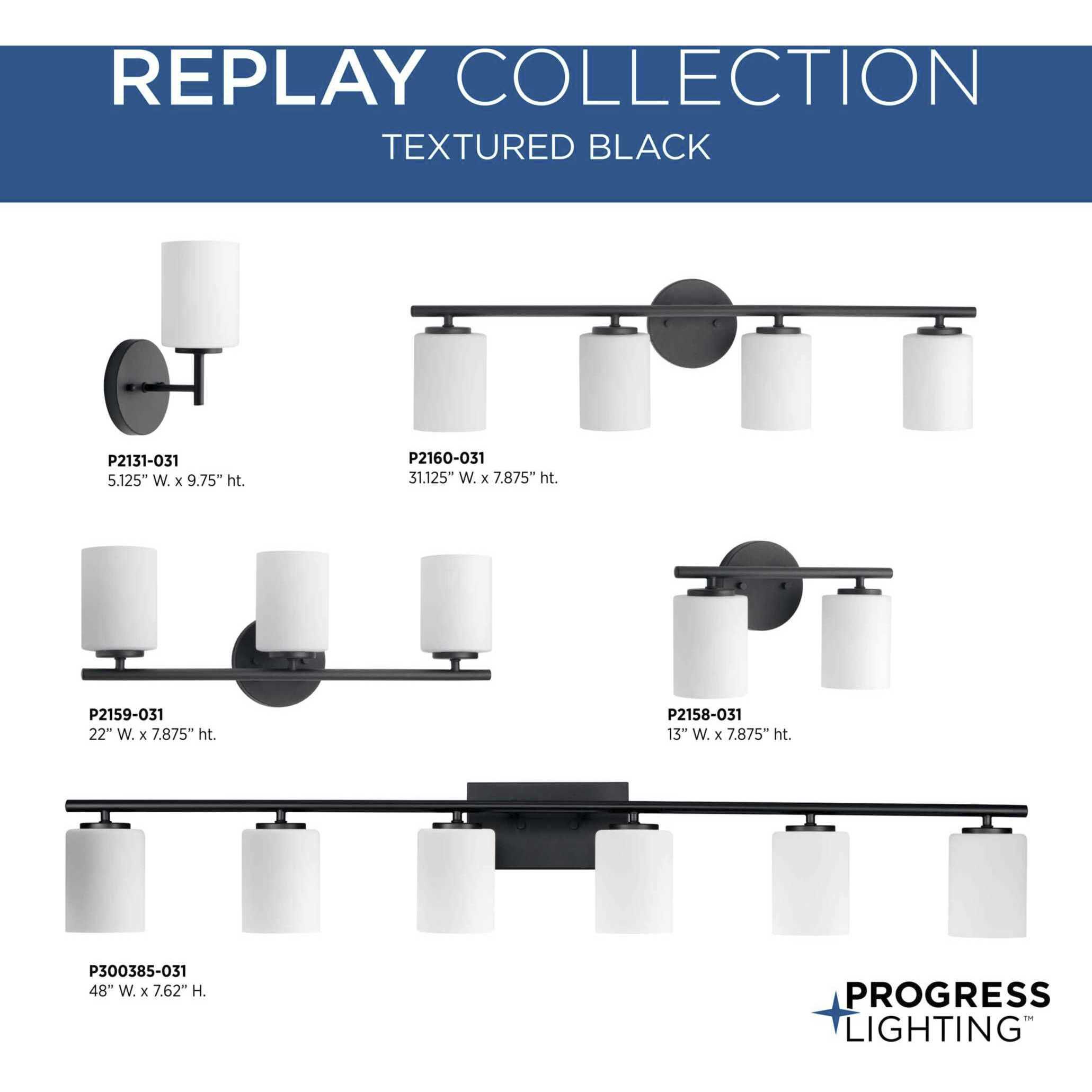 Replay 1 Light 5.13 inch Black Bath Vanity Wall Light