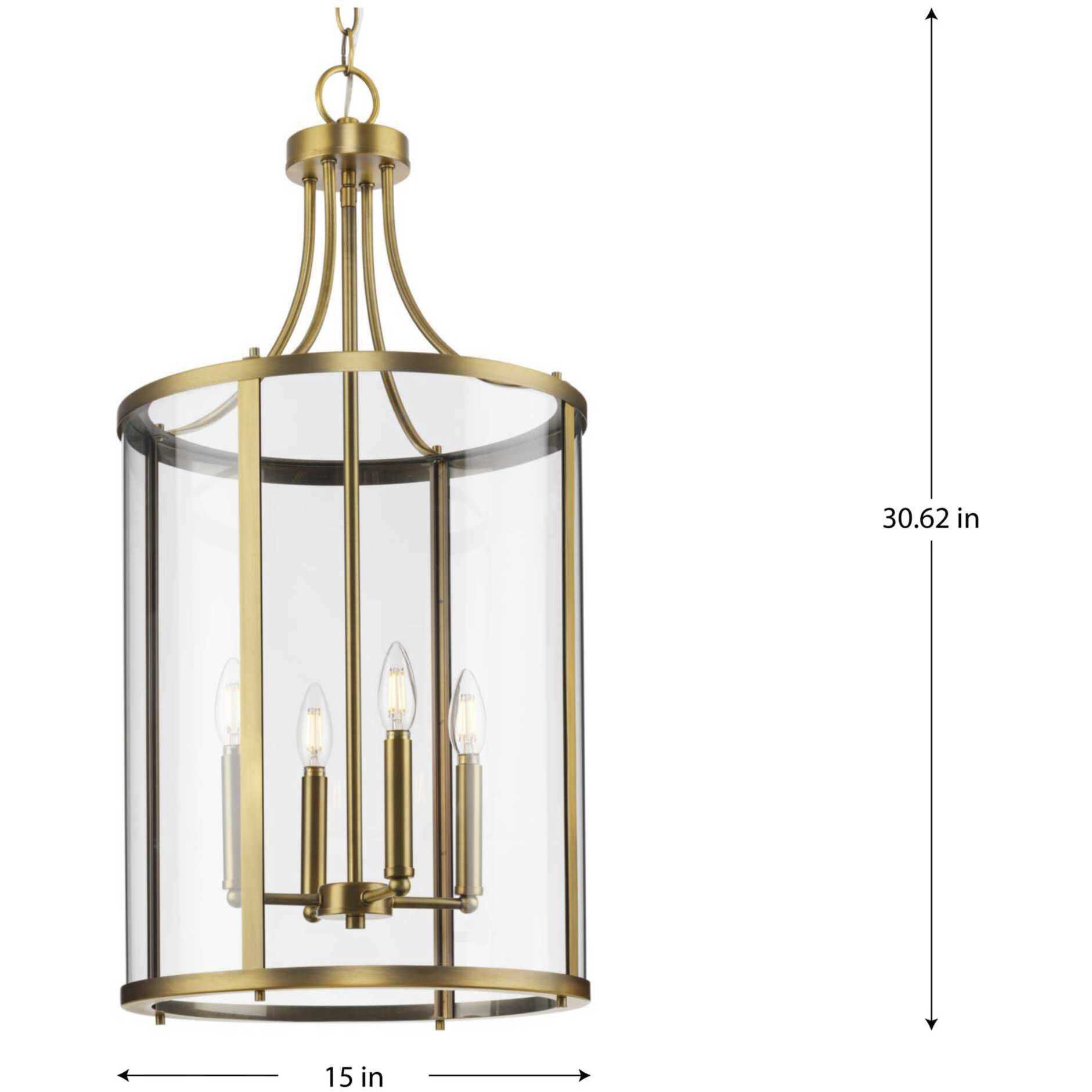 Gilliam 4 Light 15 inch Vintage Brass Foyer Light Ceiling Light
