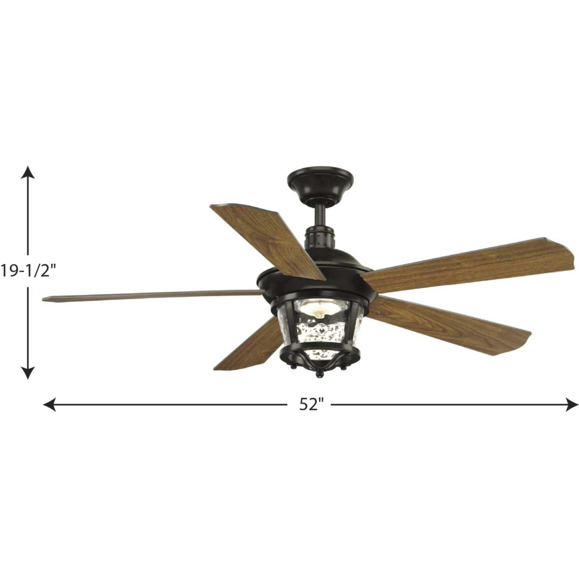 Smyrna 52 inch Antique Bronze with Walnut Blades Indoor/Outdoor Ceiling Fan, Progress LED
