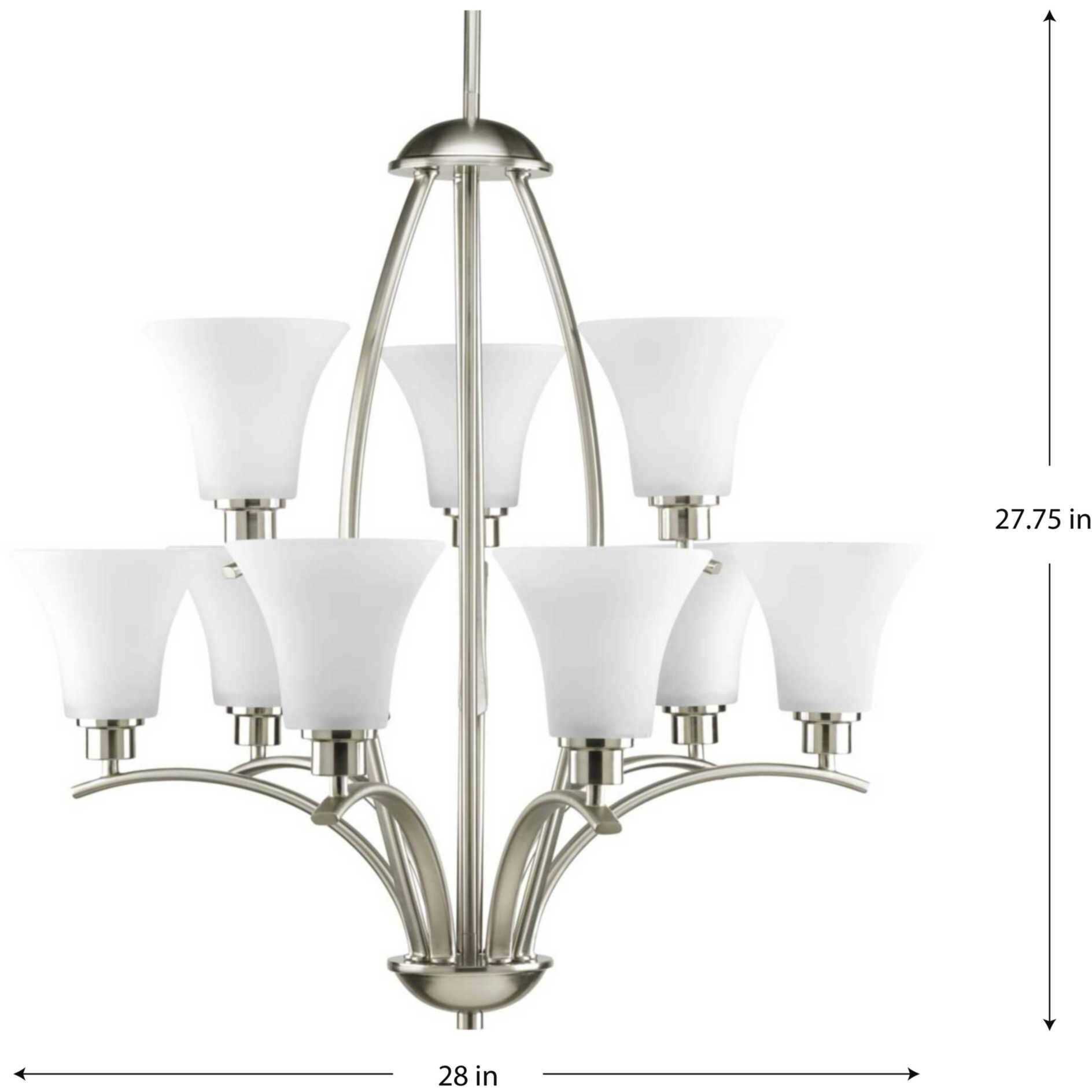 Joy 9 Light 28 inch Brushed Nickel Chandelier Ceiling Light