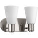 Logic 2 Light 12.5 inch Brushed Nickel Bath Vanity Wall Light, Design Series