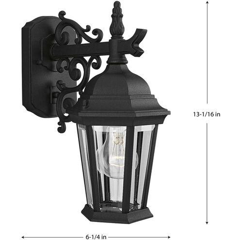 Welbourne 1 Light 13 inch Textured Black Outdoor Wall Lantern in Clear Beveled, Standard, Small