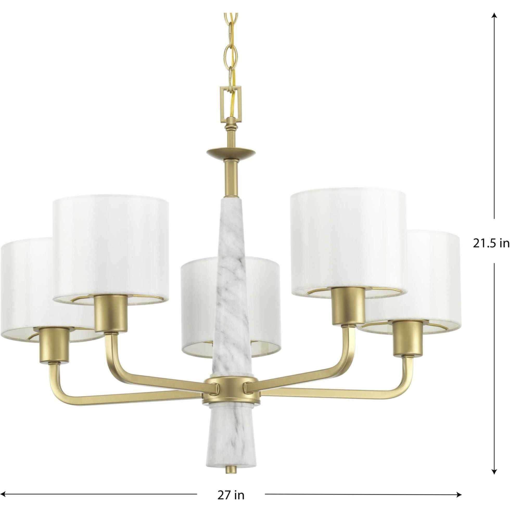 Palacio 5 Light 27 inch Vintage Gold Chandelier Ceiling Light, Design Series