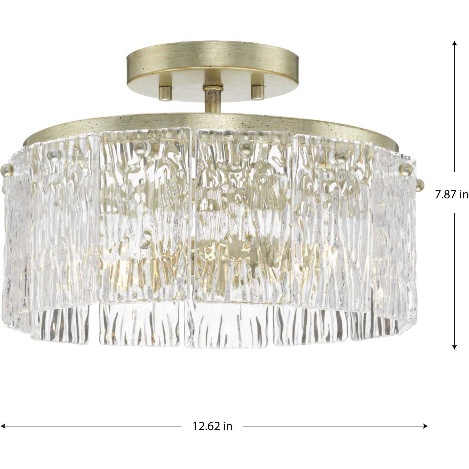 Chevall 2 Light 12.62 inch Gilded Silver Semi-Flush Mount Ceiling Light, Design Series