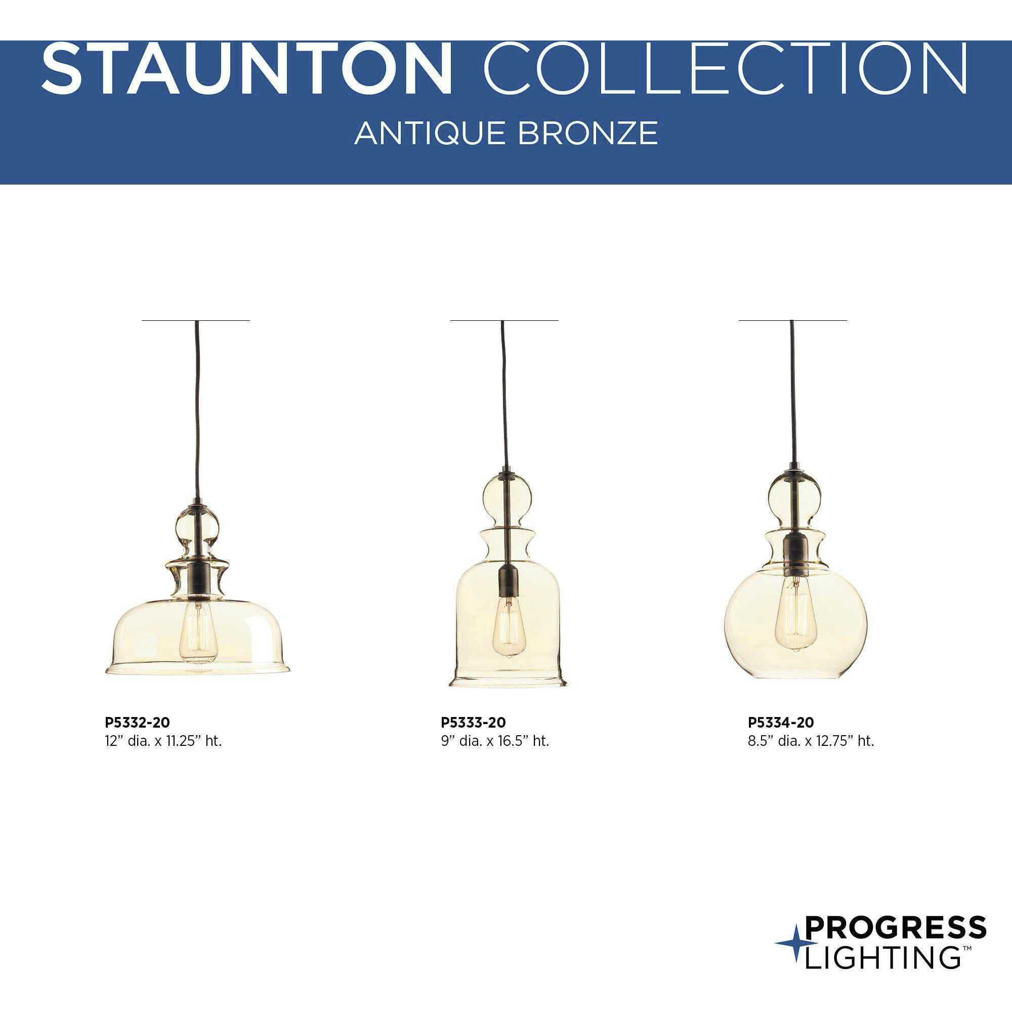 Staunton 1 Light Antique Bronze Pendant Ceiling Light, Design Series