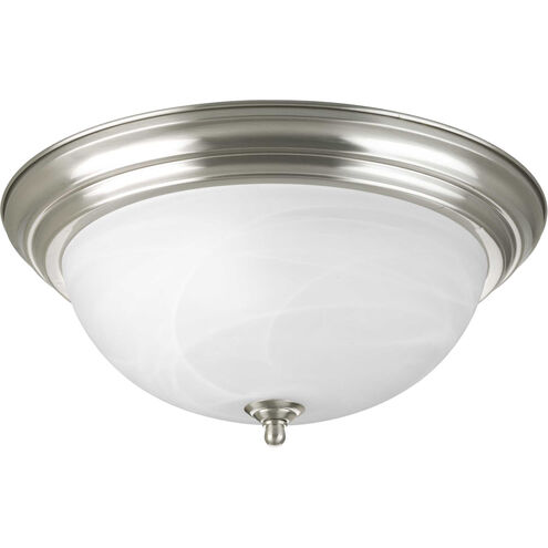 Dome Glass CTC 3 Light 15.25 inch Brushed Nickel Flush Mount Ceiling Light in Alabaster Glass