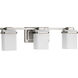 Metric 3 Light 22 inch Brushed Nickel Bath Vanity Wall Light, Design Series