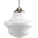 School House 1 Light 12 inch Brushed Nickel Pendant Ceiling Light