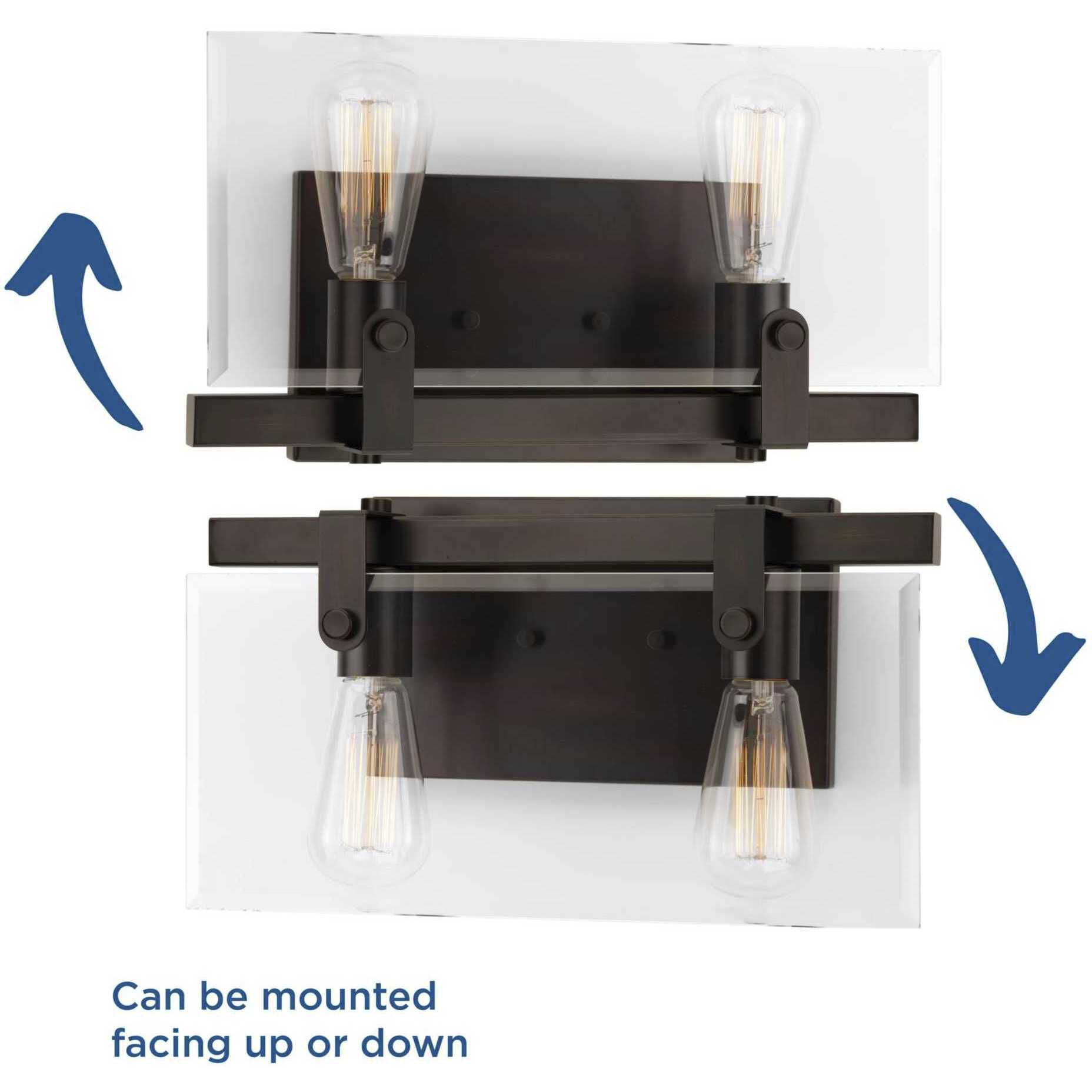 Glayse 2 Light 15 inch Antique Bronze Bath Vanity Wall Light, Design Series