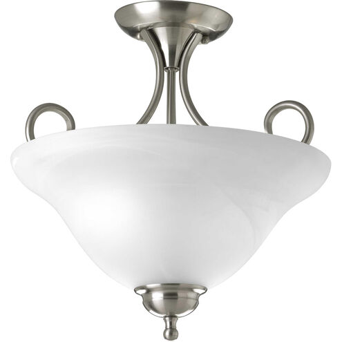 Melon 2 Light 13 inch Brushed Nickel Semi-Flush Mount Ceiling Light in Alabaster Glass