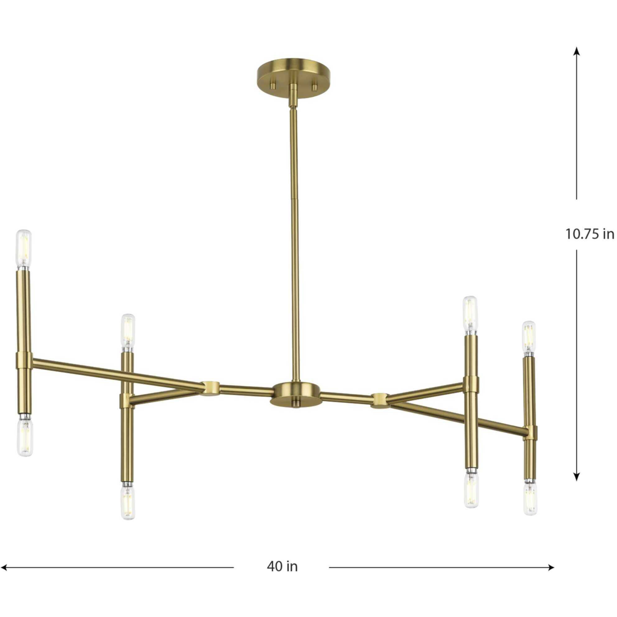 Arya 8 Light 40 inch Brushed Gold Linear Chandelier Ceiling Light, Design Series