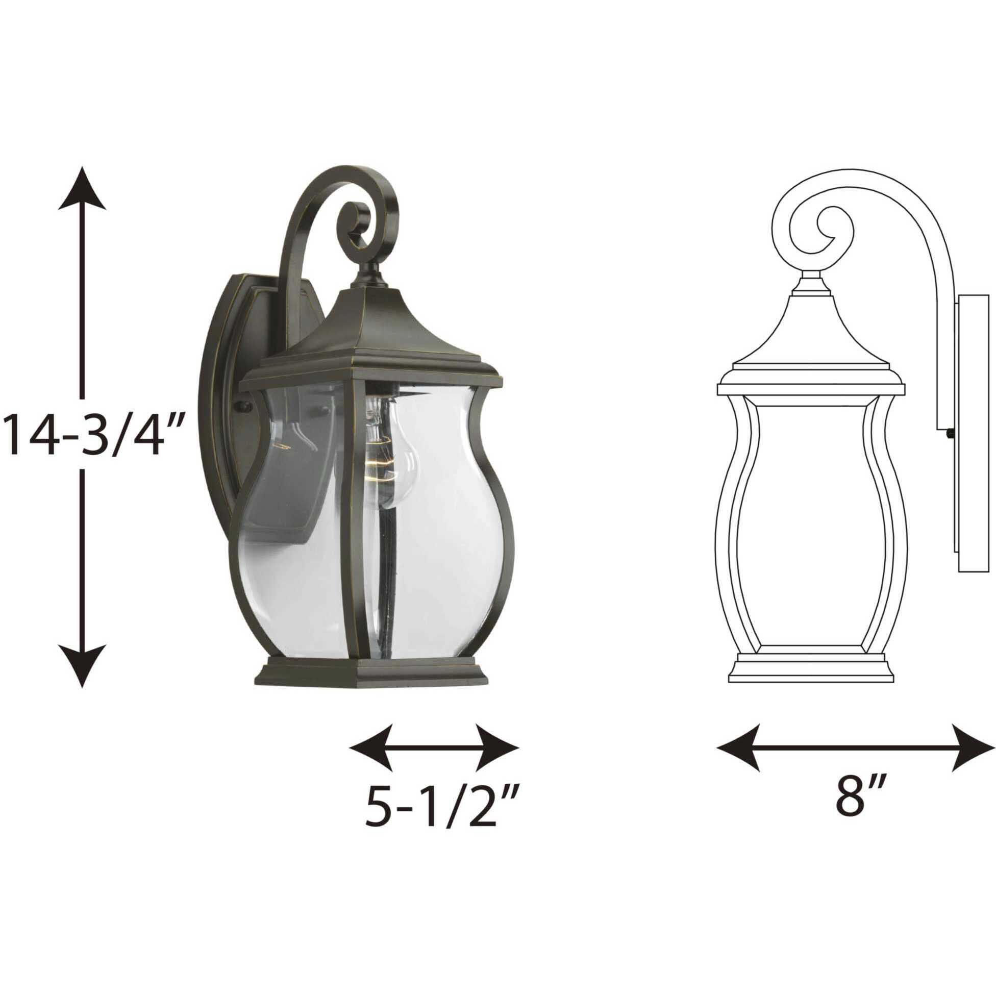Township 1 Light 15 inch Oil Rubbed Bronze Outdoor Wall Lantern, Small