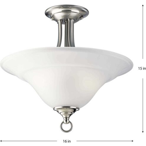 Trinity 2 Light 16 inch Brushed Nickel Semi-Flush Mount Ceiling Light