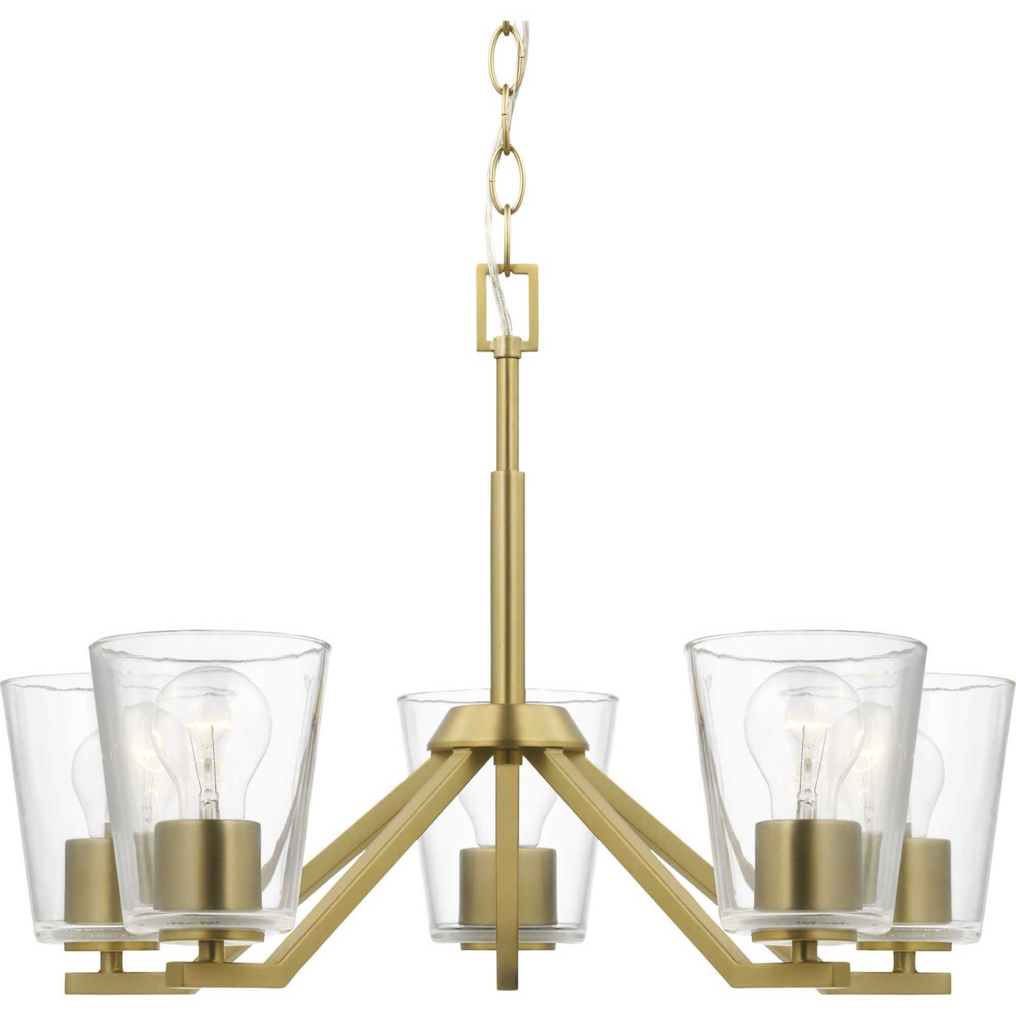 Progress Lighting Five Light Chandelier Vertex Brushed Gold
