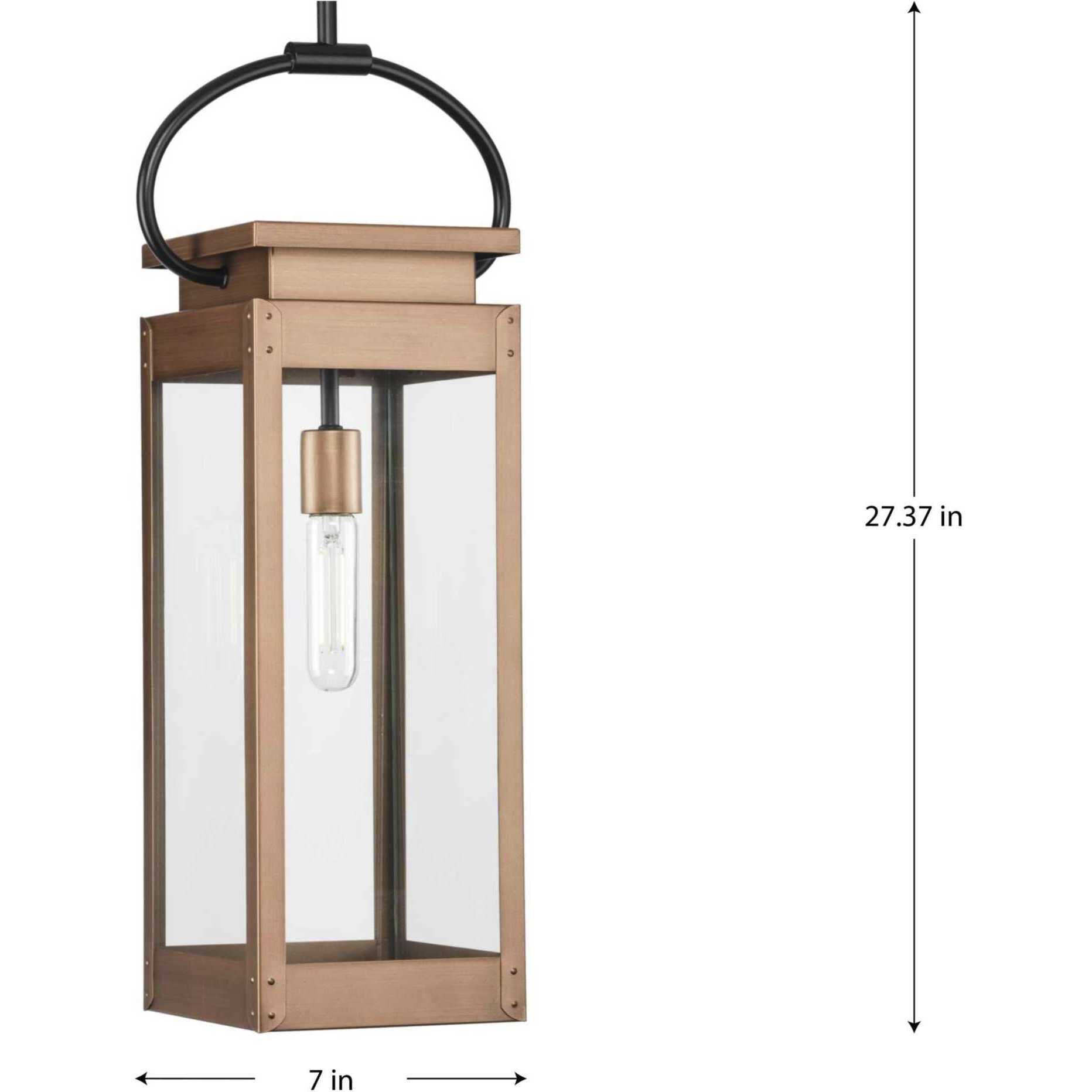 Union Square 1 Light 7 inch Antique Copper Hanging Lantern Ceiling Light, Design Series