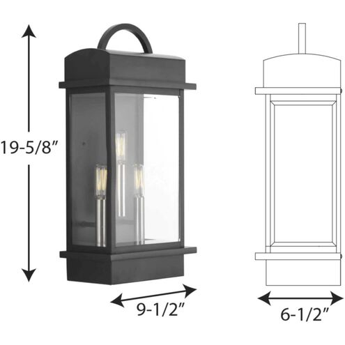 Santee 3 Light 20 inch Matte Black Outdoor Wall Lantern, Large, Design Series