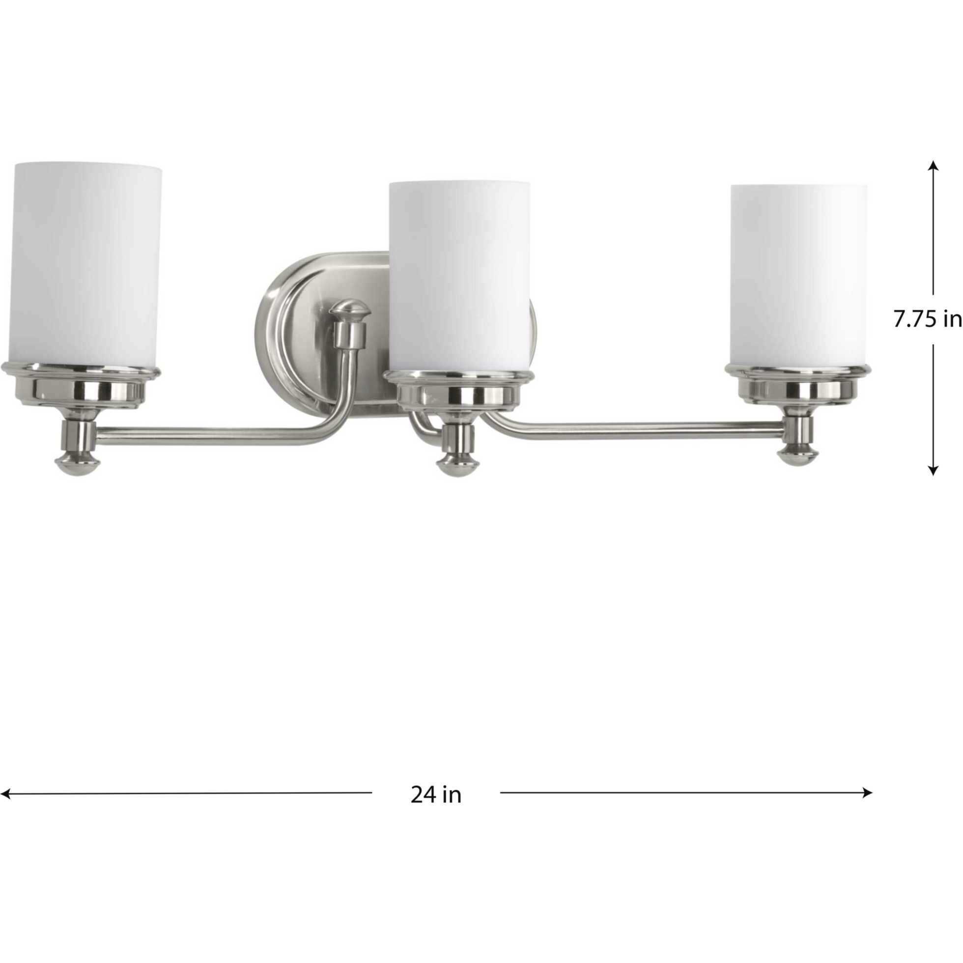 Glide 3 Light 24 inch Brushed Nickel Bath Vanity Wall Light, Design Series