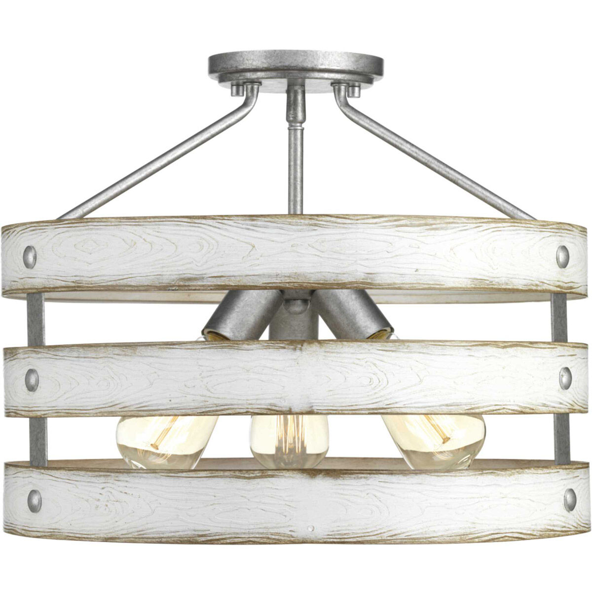 Gulliver 3 Light 17 inch Galvanized Semi-Flush Mount Convertible Ceiling Light