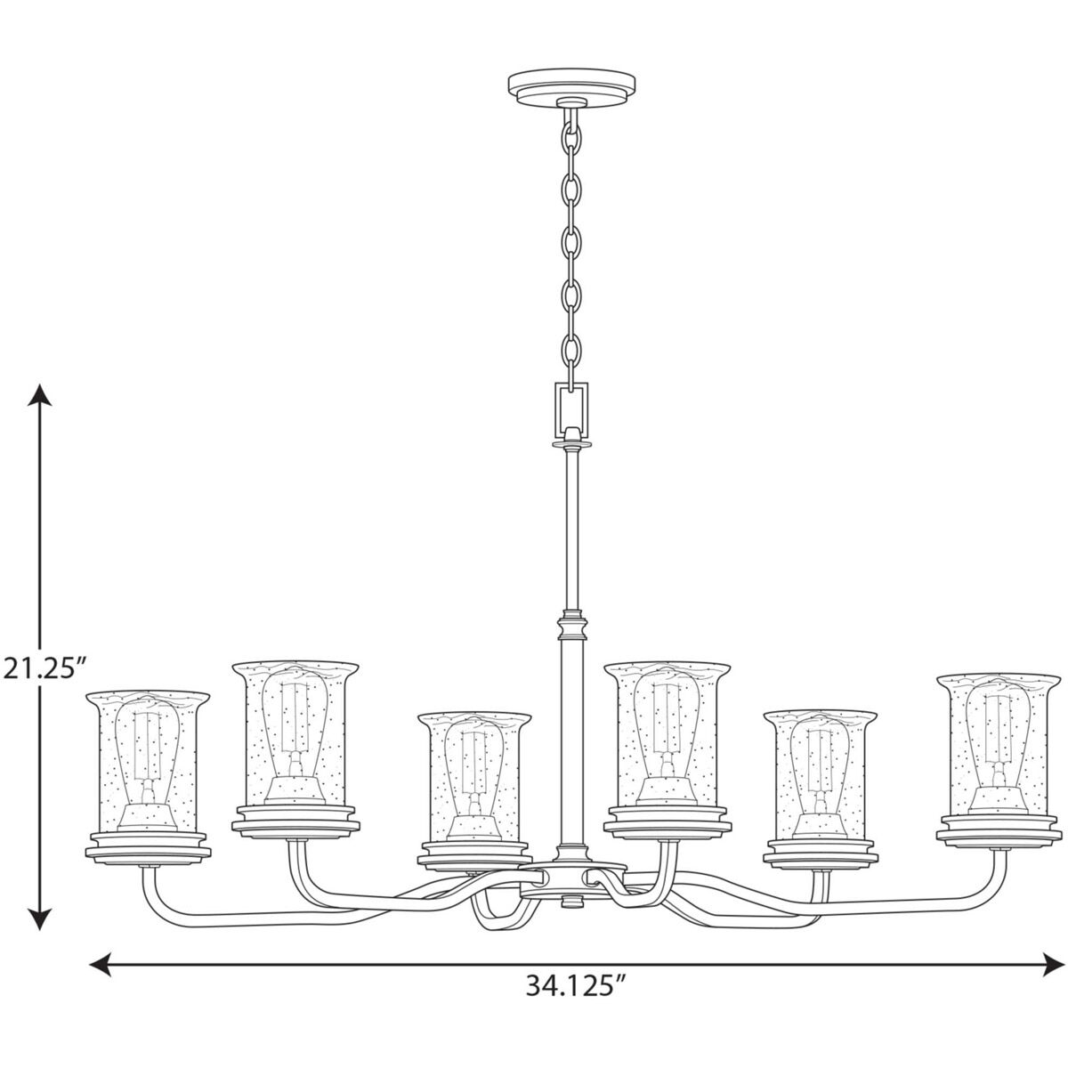Winslett 6 Light 34.13 inch Brushed Nickel Chandelier Ceiling Light