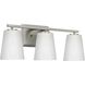 Vertex 3 Light 20.87 inch Brushed Nickel Bath Light Wall Light