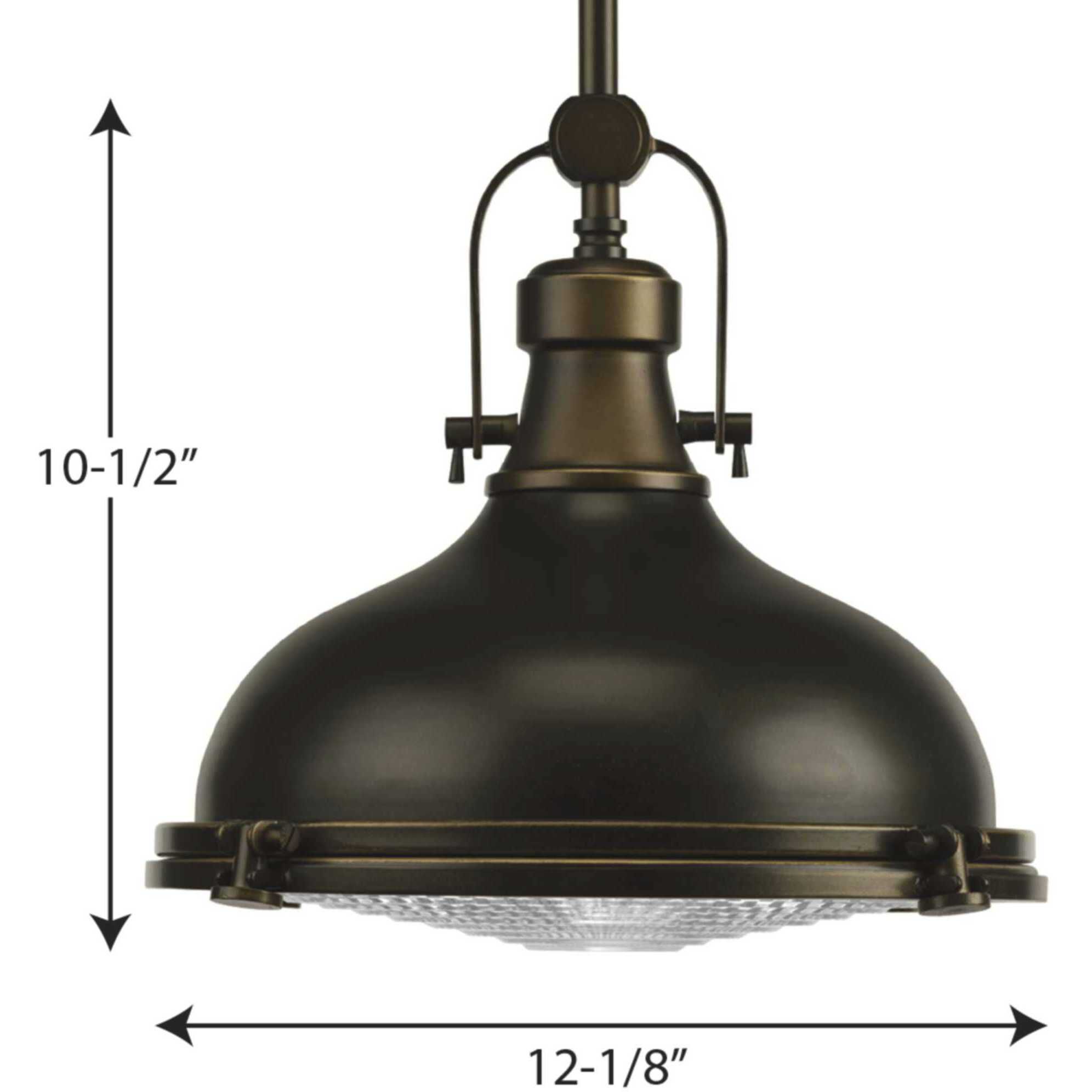 Fresnel Lens 1 Light 12.13 inch Oil Rubbed Bronze Pendant Ceiling Light in Standard Lamping