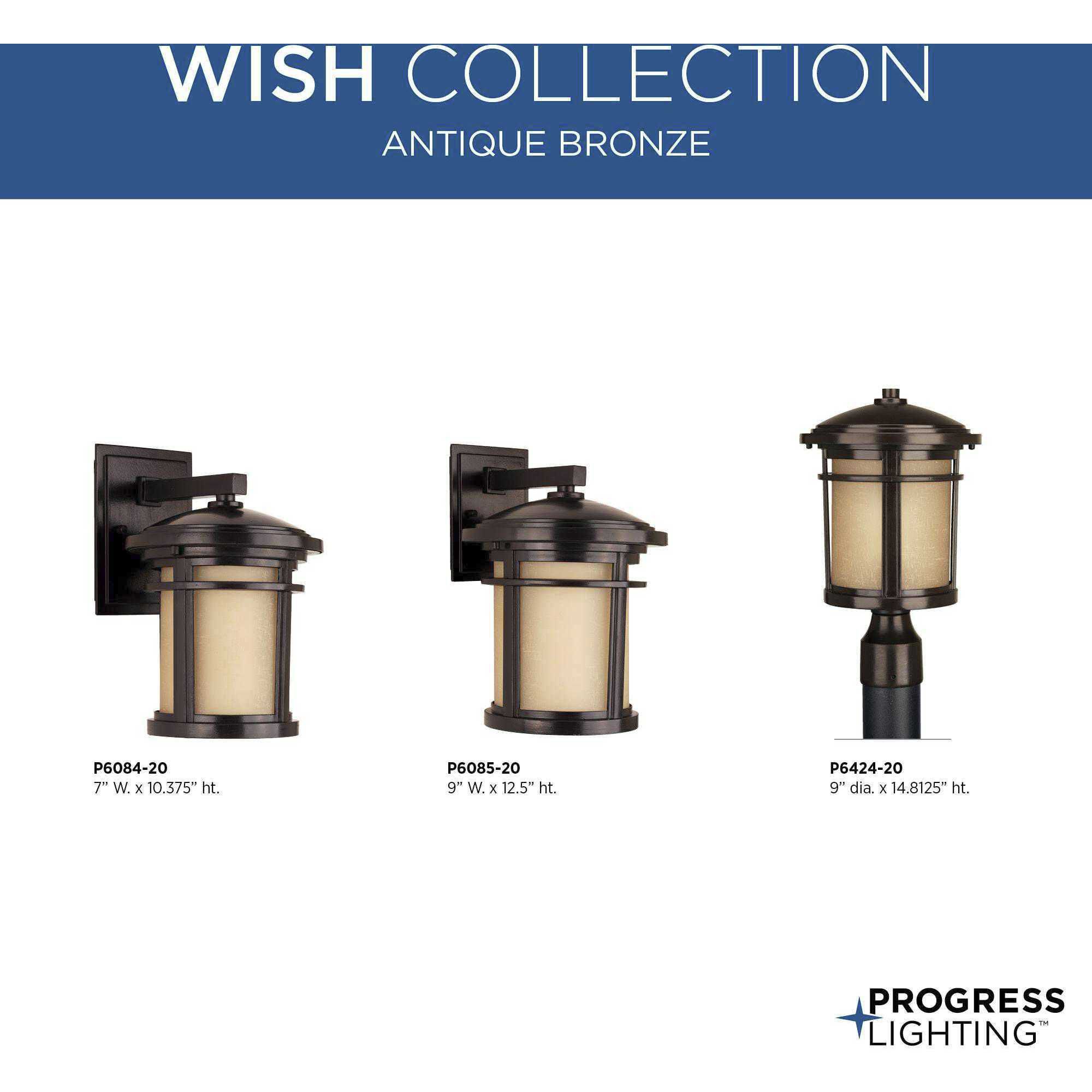 Wish 1 Light 15 inch Antique Bronze Outdoor Post Lantern in Standard