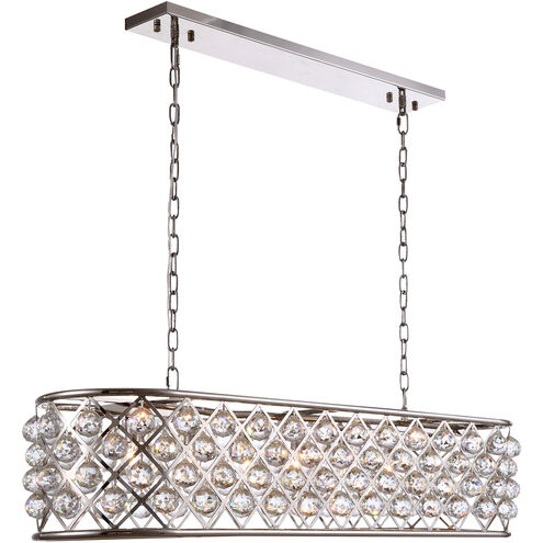 Madison 7 Light 50 inch Polished Nickel Island Pendant Ceiling Light in Clear, Faceted Royal Cut, Urban Classic