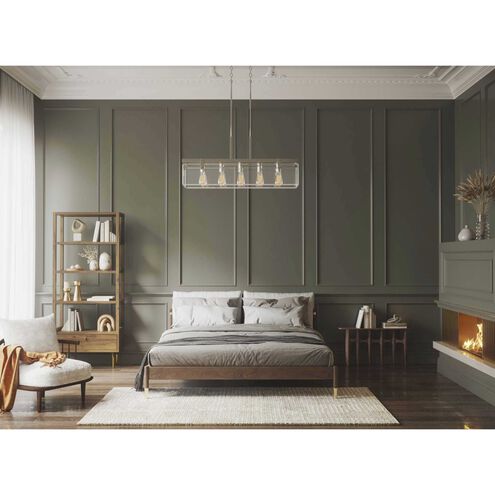 Glayse 5 Light 37 inch Brushed Nickel Linear Chandelier Ceiling Light, Design Series