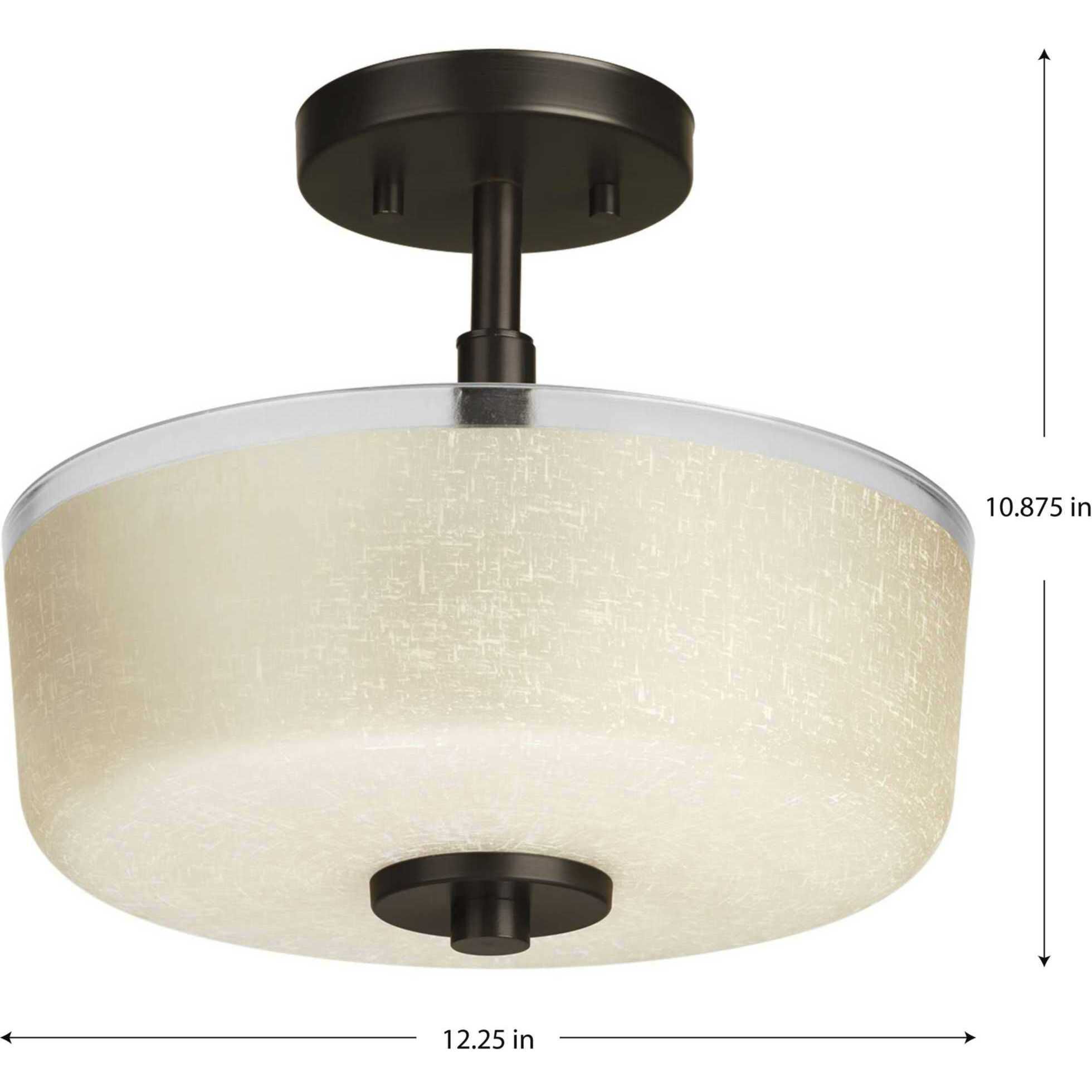 Alexa 2 Light 12 inch Antique Bronze Semi-Flush Mount Ceiling Light
