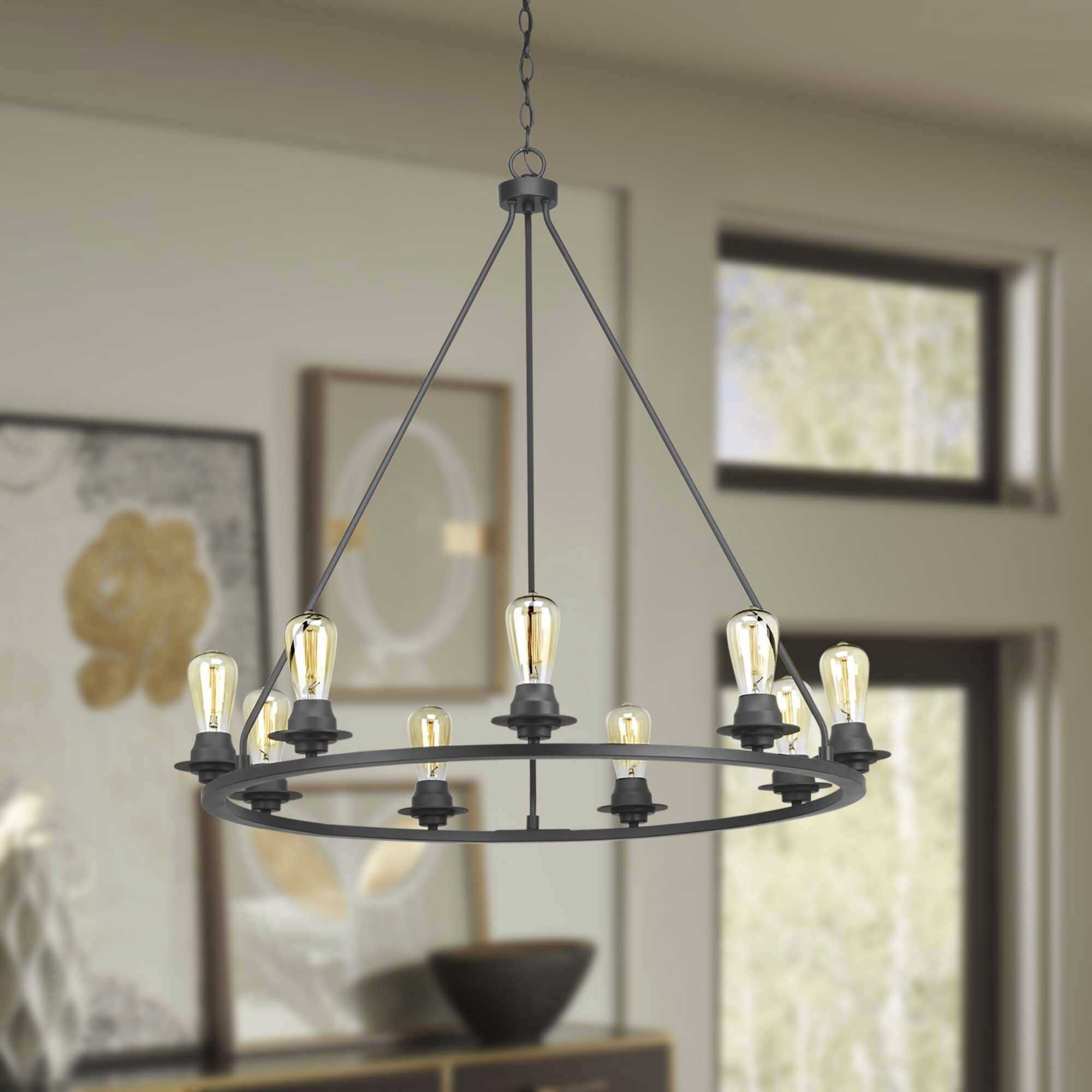Debut 9 Light 36 inch Graphite Chandelier Ceiling Light, Design Series