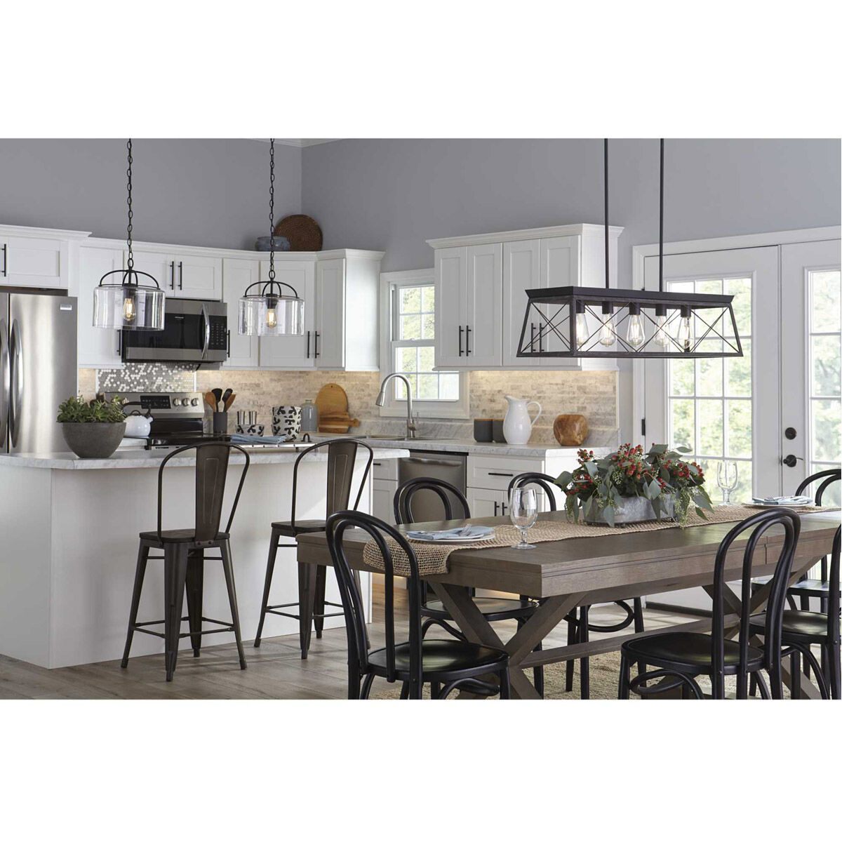 Briarwood 5 Light 38 inch Textured Black Linear Chandelier Ceiling Light